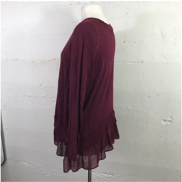 Torrid Burgundy Plum V-Neck Ruffle Hem Tunic Sweater Size 3X - Picture 5 of 10